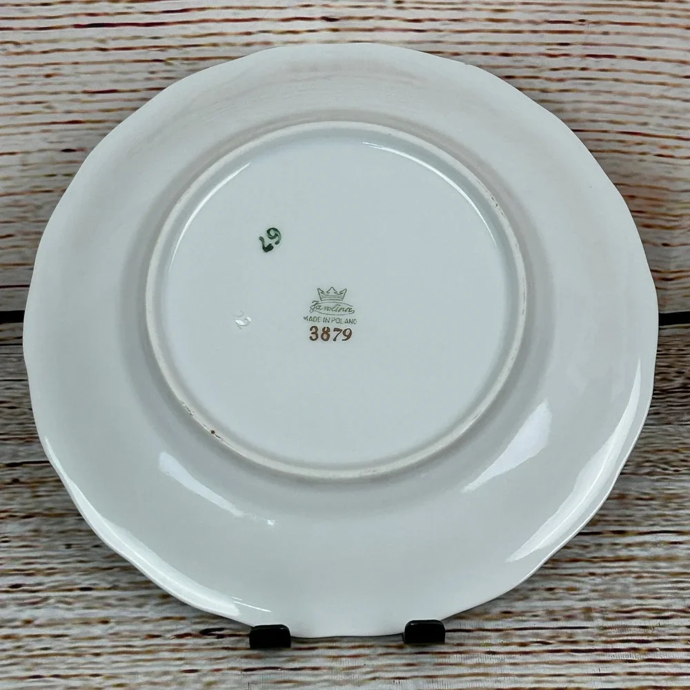 Favolina Karolina Jarolina Porcelain‎ Salad Plate 3879 Floral Silver Scalloped 9